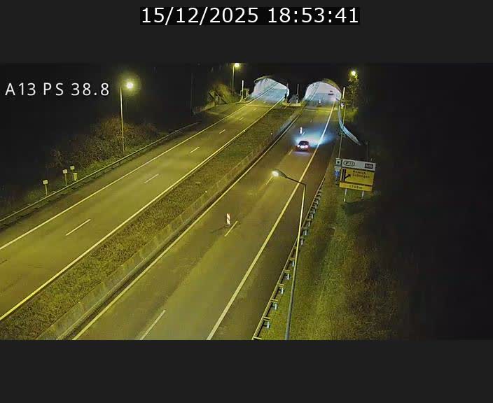 <h2>Webcam autoroute A13 à l'entrée ouest du tunnel Markusbierg à Schengen. Vue orientée vers Mondorf-les-Bains</h2>
