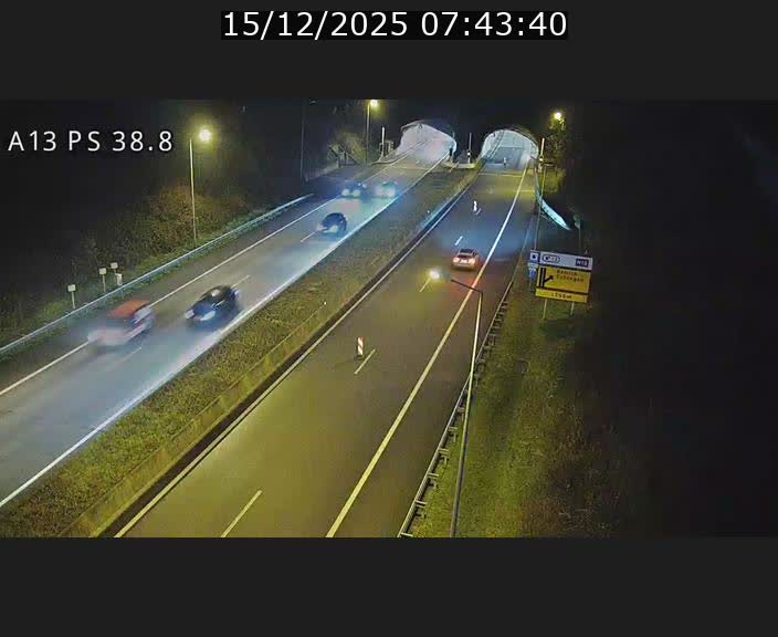 <h2>Webcam autoroute A13 à l'entrée ouest du tunnel Markusbierg à Schengen. Vue orientée vers Mondorf-les-Bains</h2>