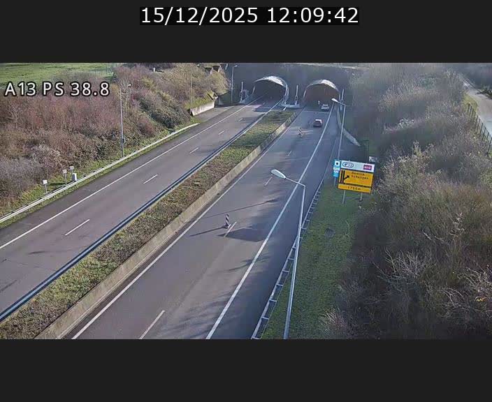 <h2>Webcam autoroute A13 à l'entrée ouest du tunnel Markusbierg à Schengen. Vue orientée vers Mondorf-les-Bains</h2>