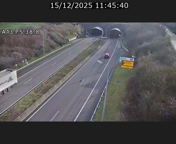 <h2>Webcam autoroute A13 à l'entrée ouest du tunnel Markusbierg à Schengen. Vue orientée vers Mondorf-les-Bains</h2>