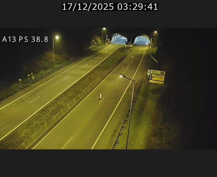 <h2>Webcam autoroute A13 à l'entrée ouest du tunnel Markusbierg à Schengen. Vue orientée vers Mondorf-les-Bains</h2>