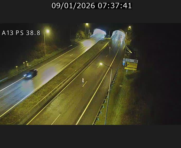 <h2>Webcam autoroute A13 à l'entrée ouest du tunnel Markusbierg à Schengen. Vue orientée vers Mondorf-les-Bains</h2>