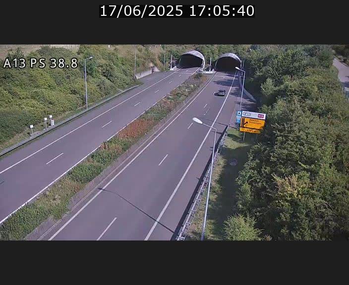 <h2>Webcam autoroute A13 à l'entrée ouest du tunnel Markusbierg à Schengen. Vue orientée vers Mondorf-les-Bains</h2>