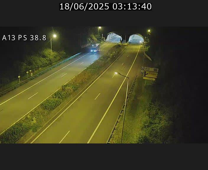 <h2>Webcam autoroute A13 à l'entrée ouest du tunnel Markusbierg à Schengen. Vue orientée vers Mondorf-les-Bains</h2>