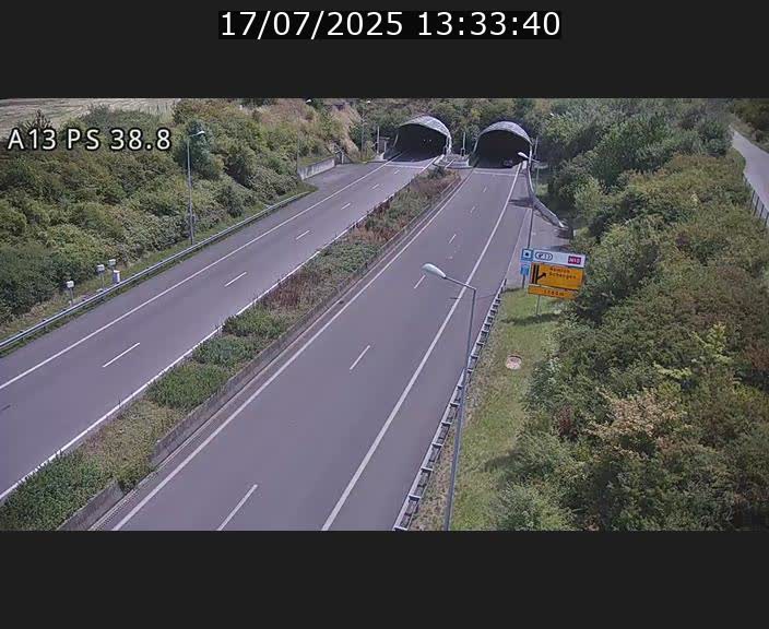 <h2>Webcam autoroute A13 à l'entrée ouest du tunnel Markusbierg à Schengen. Vue orientée vers Mondorf-les-Bains</h2>