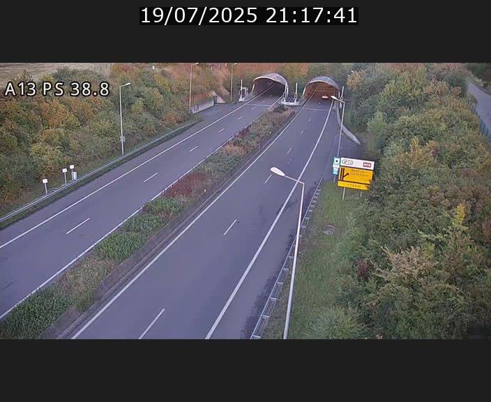 <h2>Webcam autoroute A13 à l'entrée ouest du tunnel Markusbierg à Schengen. Vue orientée vers Mondorf-les-Bains</h2>