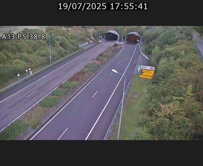<h2>Webcam autoroute A13 à l'entrée ouest du tunnel Markusbierg à Schengen. Vue orientée vers Mondorf-les-Bains</h2>