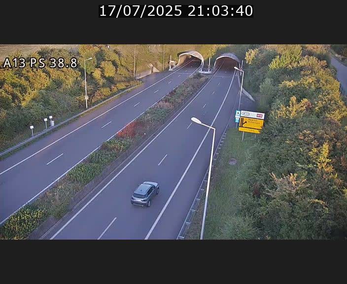 <h2>Webcam autoroute A13 à l'entrée ouest du tunnel Markusbierg à Schengen. Vue orientée vers Mondorf-les-Bains</h2>