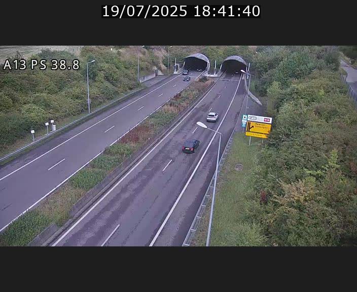 <h2>Webcam autoroute A13 à l'entrée ouest du tunnel Markusbierg à Schengen. Vue orientée vers Mondorf-les-Bains</h2>