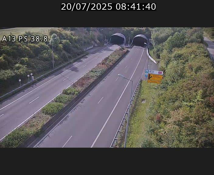 <h2>Webcam autoroute A13 à l'entrée ouest du tunnel Markusbierg à Schengen. Vue orientée vers Mondorf-les-Bains</h2>