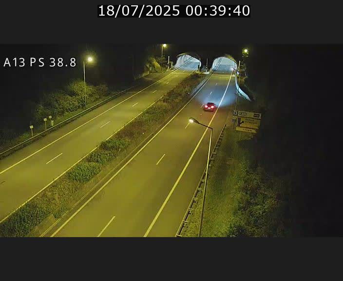 <h2>Webcam autoroute A13 à l'entrée ouest du tunnel Markusbierg à Schengen. Vue orientée vers Mondorf-les-Bains</h2>