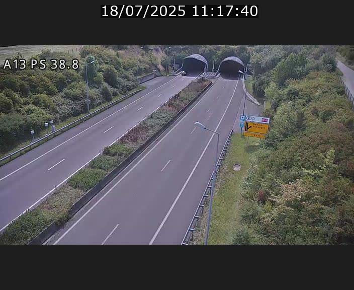 <h2>Webcam autoroute A13 à l'entrée ouest du tunnel Markusbierg à Schengen. Vue orientée vers Mondorf-les-Bains</h2>