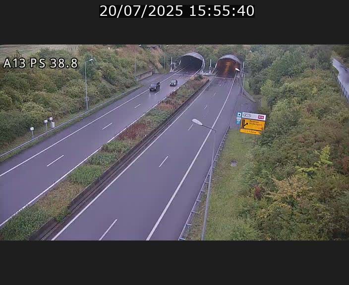 <h2>Webcam autoroute A13 à l'entrée ouest du tunnel Markusbierg à Schengen. Vue orientée vers Mondorf-les-Bains</h2>