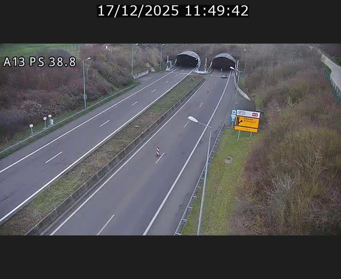 <h2>Webcam autoroute A13 à l'entrée ouest du tunnel Markusbierg à Schengen. Vue orientée vers Mondorf-les-Bains</h2>
