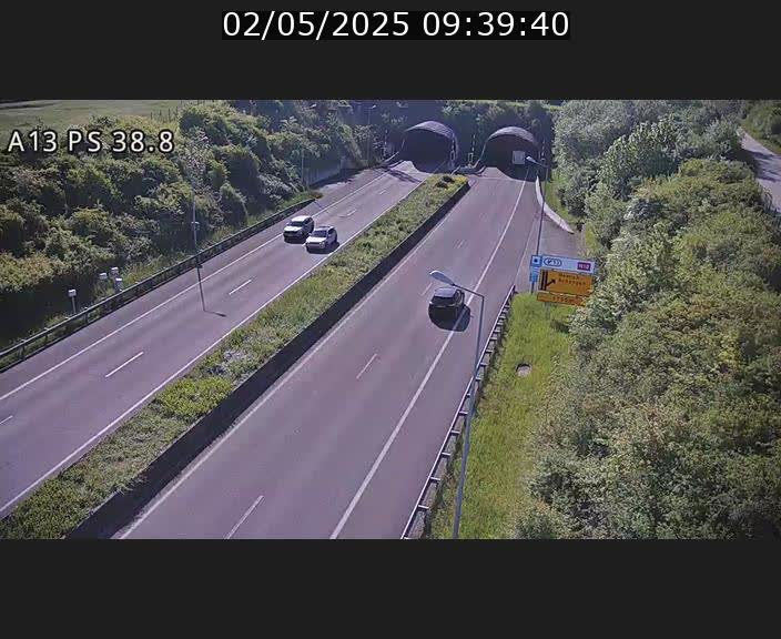 Webcam autoroute A13 à l'entrée ouest du tunnel Markusbierg à Schengen. Vue orientée vers Mondorf-les-Bains