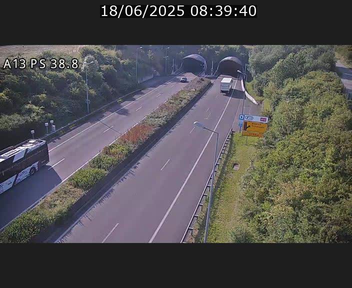 <h2>Webcam autoroute A13 à l'entrée ouest du tunnel Markusbierg à Schengen. Vue orientée vers Mondorf-les-Bains</h2>
