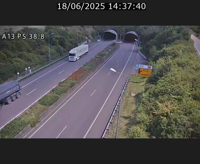 <h2>Webcam autoroute A13 à l'entrée ouest du tunnel Markusbierg à Schengen. Vue orientée vers Mondorf-les-Bains</h2>