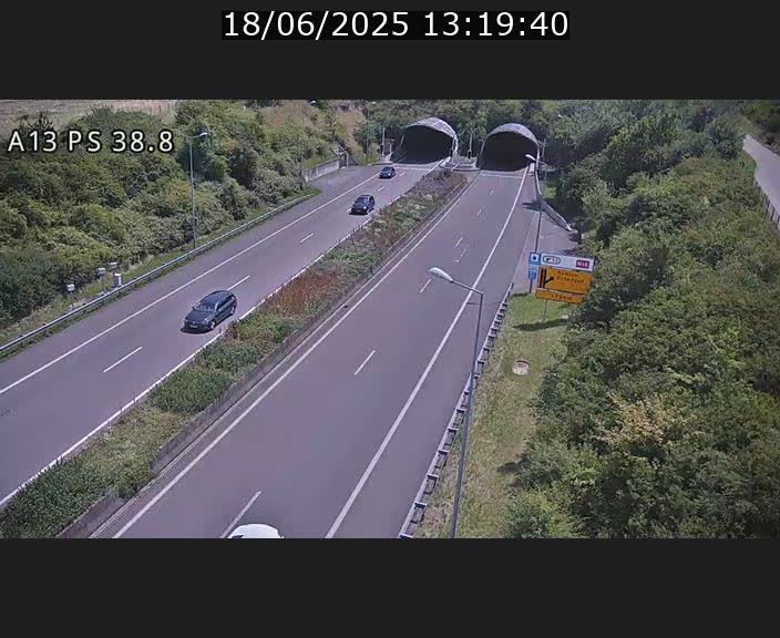 <h2>Webcam autoroute A13 à l'entrée ouest du tunnel Markusbierg à Schengen. Vue orientée vers Mondorf-les-Bains</h2>