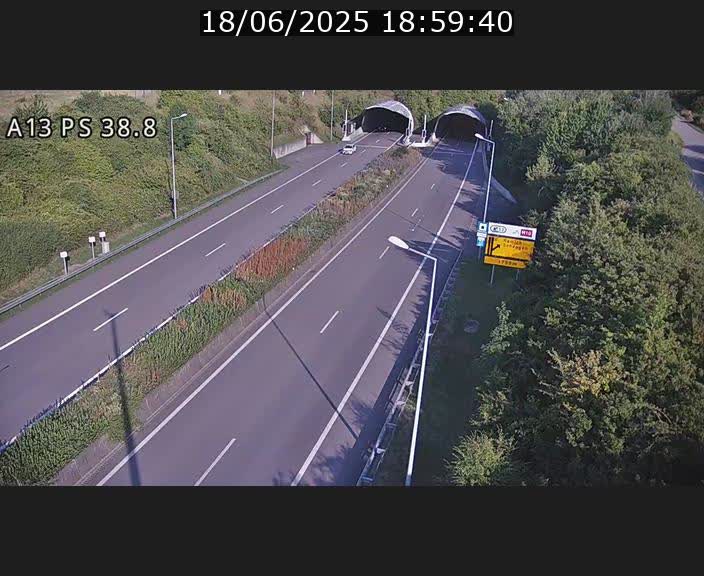 <h2>Webcam autoroute A13 à l'entrée ouest du tunnel Markusbierg à Schengen. Vue orientée vers Mondorf-les-Bains</h2>