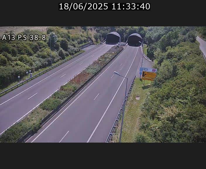 <h2>Webcam autoroute A13 à l'entrée ouest du tunnel Markusbierg à Schengen. Vue orientée vers Mondorf-les-Bains</h2>