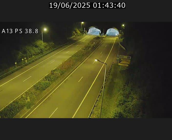 <h2>Webcam autoroute A13 à l'entrée ouest du tunnel Markusbierg à Schengen. Vue orientée vers Mondorf-les-Bains</h2>