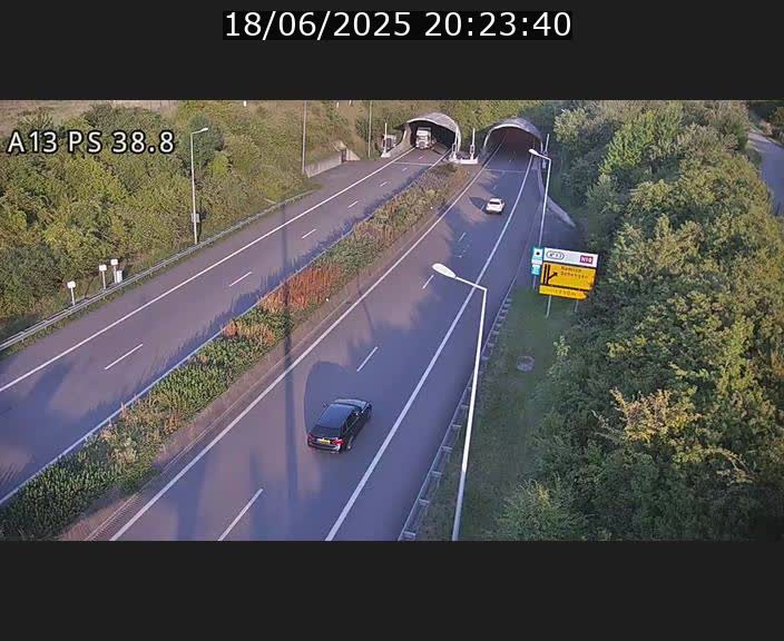 <h2>Webcam autoroute A13 à l'entrée ouest du tunnel Markusbierg à Schengen. Vue orientée vers Mondorf-les-Bains</h2>