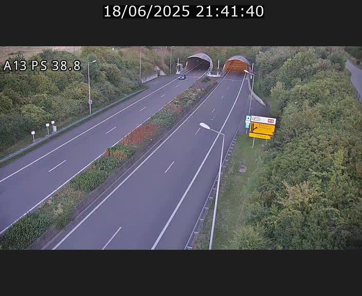 <h2>Webcam autoroute A13 à l'entrée ouest du tunnel Markusbierg à Schengen. Vue orientée vers Mondorf-les-Bains</h2>