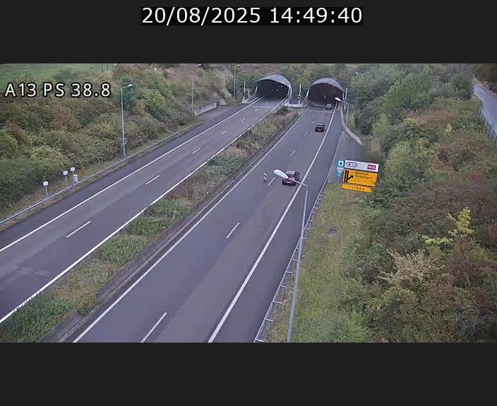 <h2>Webcam autoroute A13 à l'entrée ouest du tunnel Markusbierg à Schengen. Vue orientée vers Mondorf-les-Bains</h2>