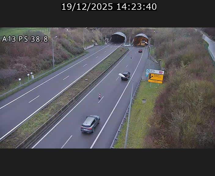<h2>Webcam autoroute A13 à l'entrée ouest du tunnel Markusbierg à Schengen. Vue orientée vers Mondorf-les-Bains</h2>