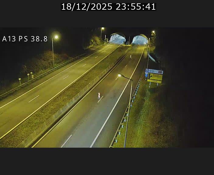 <h2>Webcam autoroute A13 à l'entrée ouest du tunnel Markusbierg à Schengen. Vue orientée vers Mondorf-les-Bains</h2>