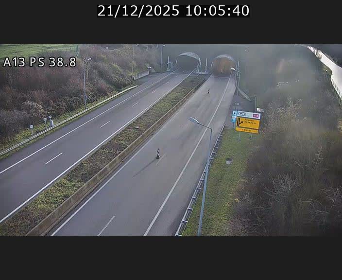 <h2>Webcam autoroute A13 à l'entrée ouest du tunnel Markusbierg à Schengen. Vue orientée vers Mondorf-les-Bains</h2>
