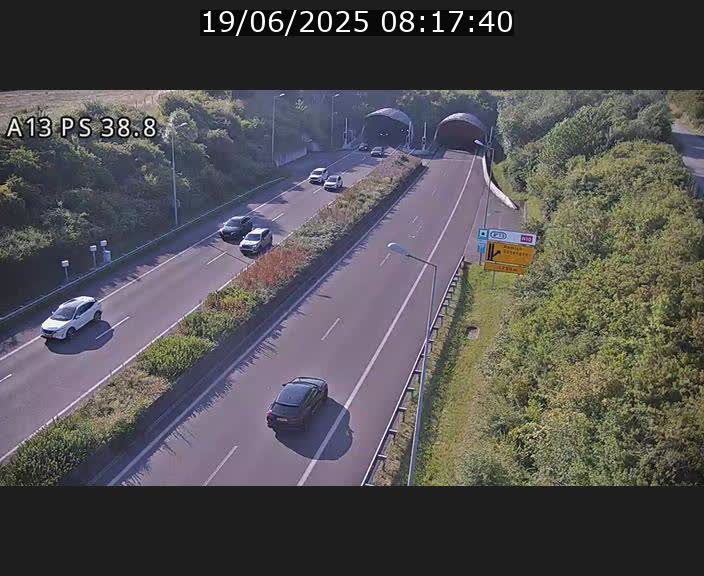 <h2>Webcam autoroute A13 à l'entrée ouest du tunnel Markusbierg à Schengen. Vue orientée vers Mondorf-les-Bains</h2>