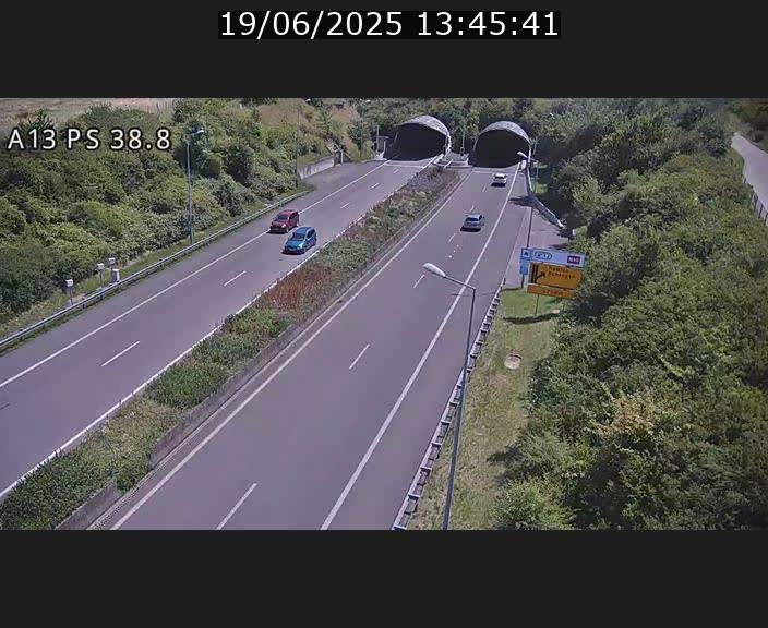 <h2>Webcam autoroute A13 à l'entrée ouest du tunnel Markusbierg à Schengen. Vue orientée vers Mondorf-les-Bains</h2>