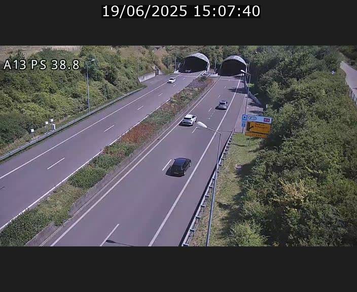 <h2>Webcam autoroute A13 à l'entrée ouest du tunnel Markusbierg à Schengen. Vue orientée vers Mondorf-les-Bains</h2>