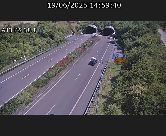 <h2>Webcam autoroute A13 à l'entrée ouest du tunnel Markusbierg à Schengen. Vue orientée vers Mondorf-les-Bains</h2>