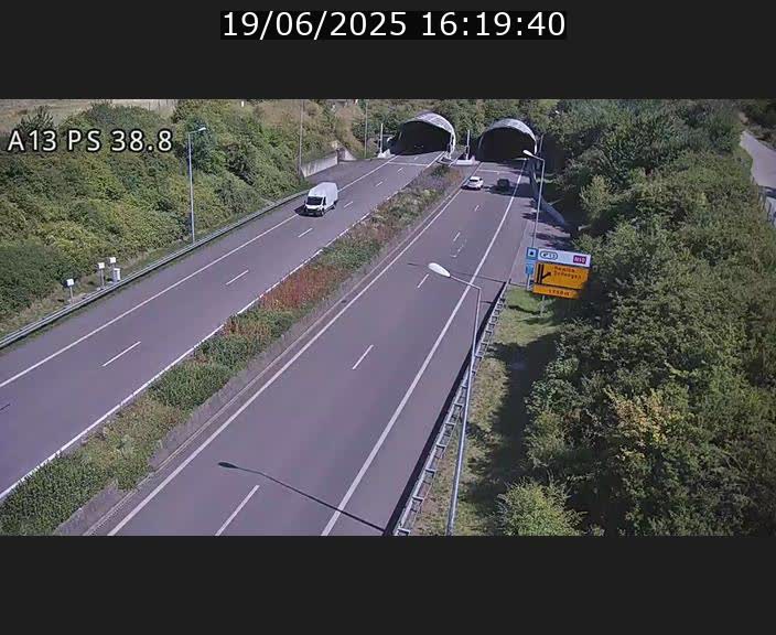 <h2>Webcam autoroute A13 à l'entrée ouest du tunnel Markusbierg à Schengen. Vue orientée vers Mondorf-les-Bains</h2>
