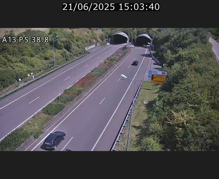 <h2>Webcam autoroute A13 à l'entrée ouest du tunnel Markusbierg à Schengen. Vue orientée vers Mondorf-les-Bains</h2>