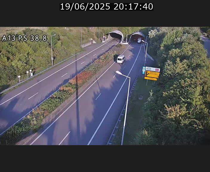 <h2>Webcam autoroute A13 à l'entrée ouest du tunnel Markusbierg à Schengen. Vue orientée vers Mondorf-les-Bains</h2>