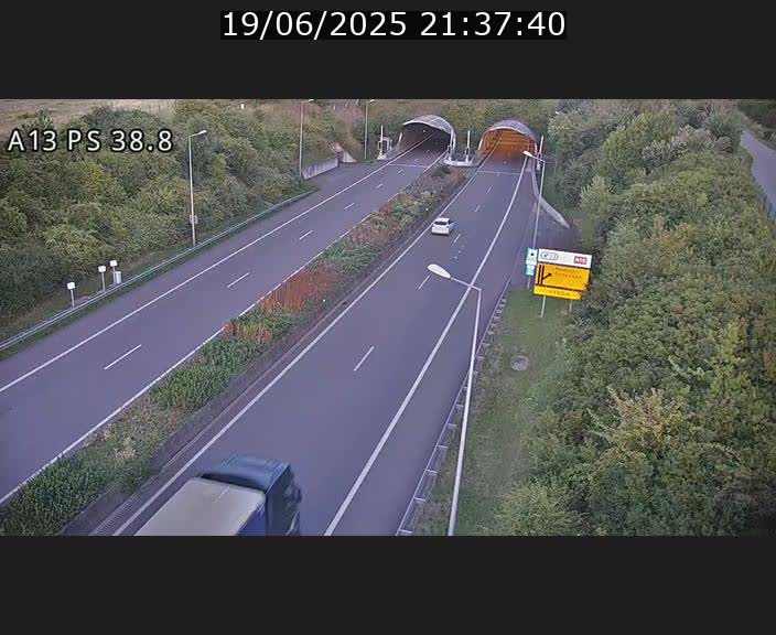 <h2>Webcam autoroute A13 à l'entrée ouest du tunnel Markusbierg à Schengen. Vue orientée vers Mondorf-les-Bains</h2>