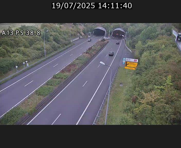 <h2>Webcam autoroute A13 à l'entrée ouest du tunnel Markusbierg à Schengen. Vue orientée vers Mondorf-les-Bains</h2>