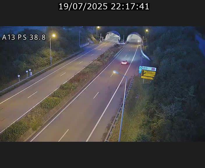 <h2>Webcam autoroute A13 à l'entrée ouest du tunnel Markusbierg à Schengen. Vue orientée vers Mondorf-les-Bains</h2>