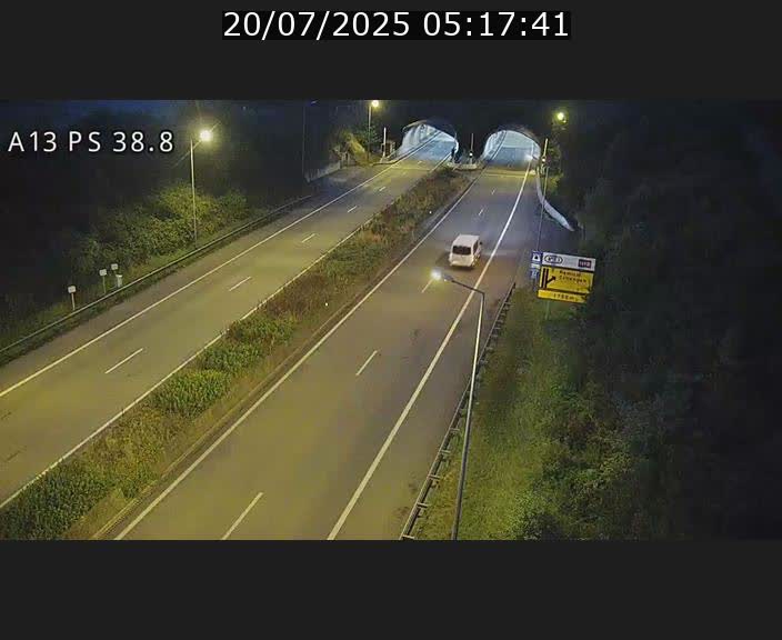 <h2>Webcam autoroute A13 à l'entrée ouest du tunnel Markusbierg à Schengen. Vue orientée vers Mondorf-les-Bains</h2>