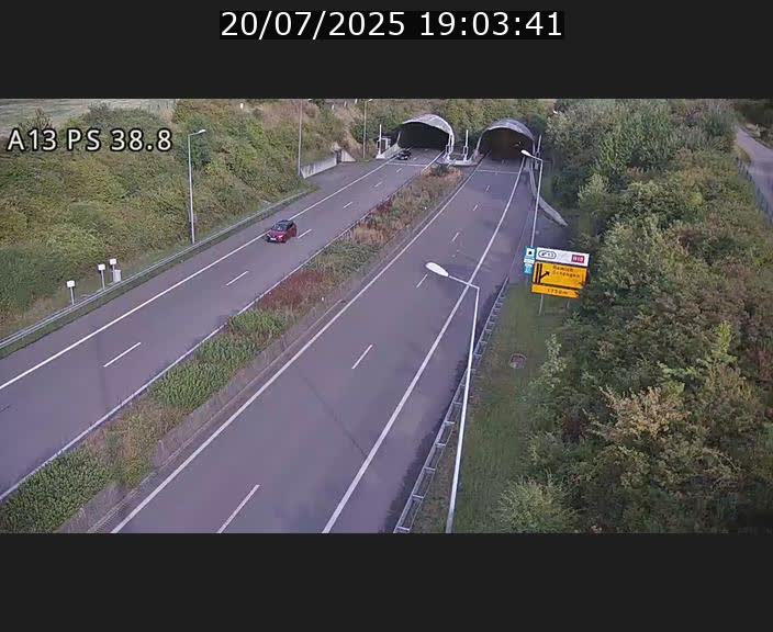 <h2>Webcam autoroute A13 à l'entrée ouest du tunnel Markusbierg à Schengen. Vue orientée vers Mondorf-les-Bains</h2>