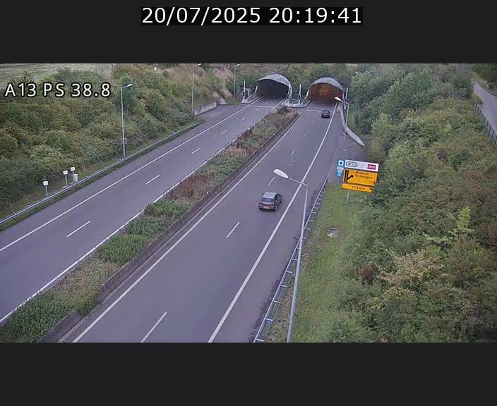 <h2>Webcam autoroute A13 à l'entrée ouest du tunnel Markusbierg à Schengen. Vue orientée vers Mondorf-les-Bains</h2>