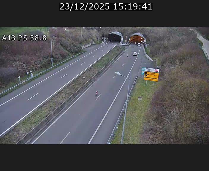 <h2>Webcam autoroute A13 à l'entrée ouest du tunnel Markusbierg à Schengen. Vue orientée vers Mondorf-les-Bains</h2>