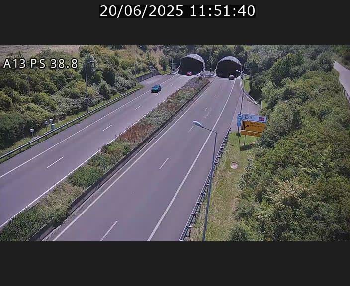 <h2>Webcam autoroute A13 à l'entrée ouest du tunnel Markusbierg à Schengen. Vue orientée vers Mondorf-les-Bains</h2>