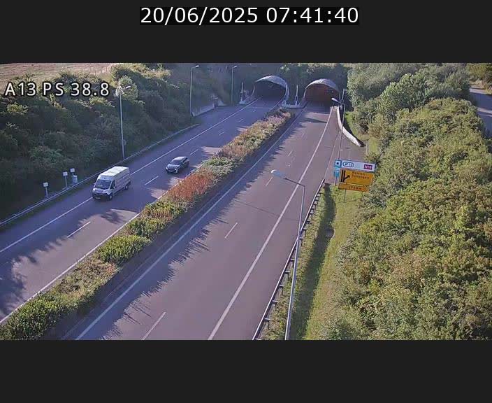 <h2>Webcam autoroute A13 à l'entrée ouest du tunnel Markusbierg à Schengen. Vue orientée vers Mondorf-les-Bains</h2>