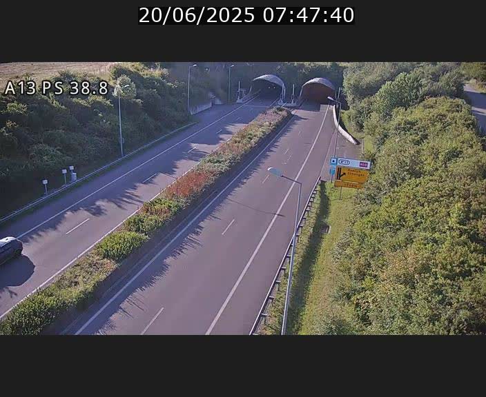 <h2>Webcam autoroute A13 à l'entrée ouest du tunnel Markusbierg à Schengen. Vue orientée vers Mondorf-les-Bains</h2>