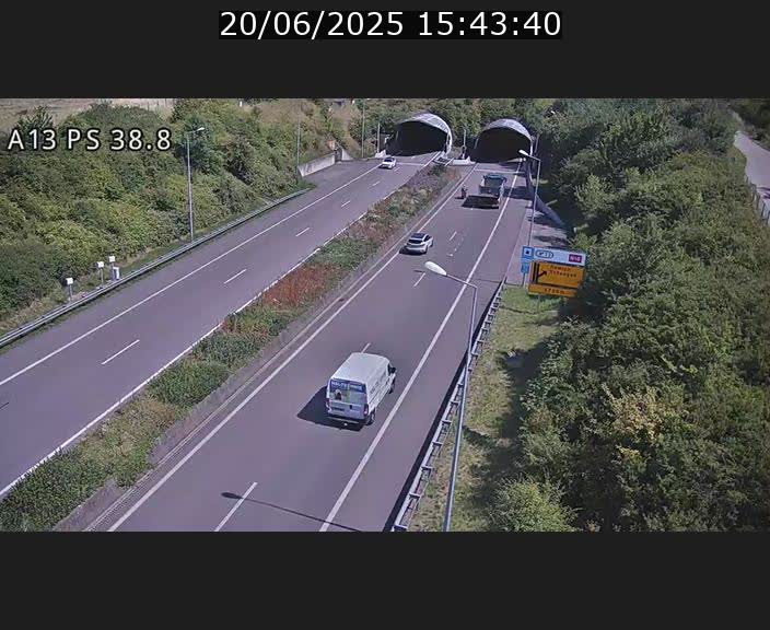 <h2>Webcam autoroute A13 à l'entrée ouest du tunnel Markusbierg à Schengen. Vue orientée vers Mondorf-les-Bains</h2>