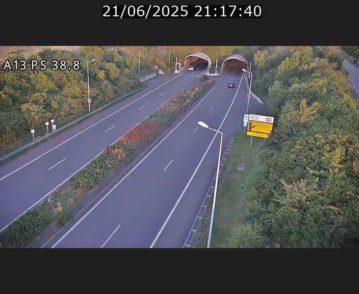 <h2>Webcam autoroute A13 à l'entrée ouest du tunnel Markusbierg à Schengen. Vue orientée vers Mondorf-les-Bains</h2>